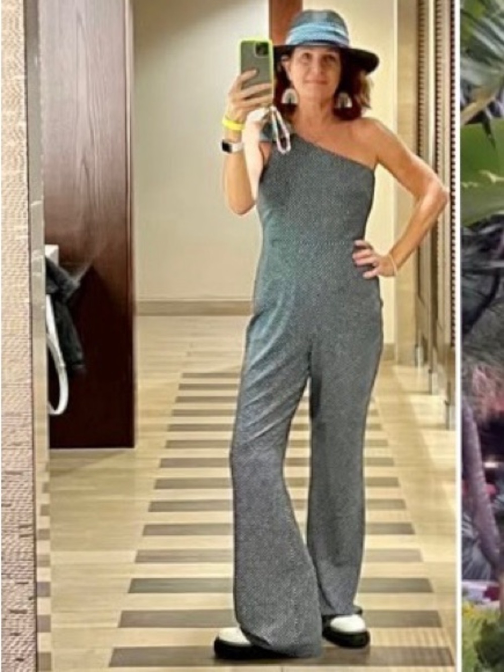 Likely Alexia Black & White Polka Dot One-Shoulder Jumpsuit